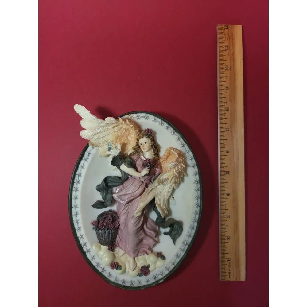 Vintage Porcelain Angel Wall Hanging 3D Plaque